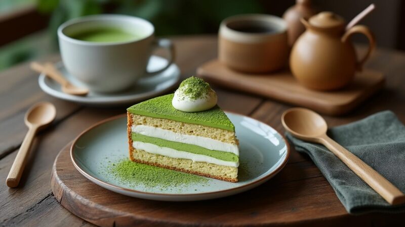 Gâteau au yaourt et thé matcha : un dessert équilibré à découvrir