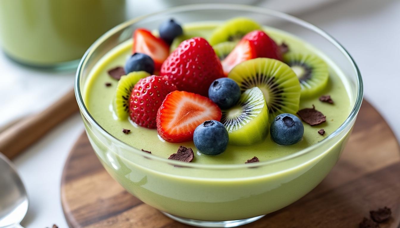 découvrez notre délicieuse panna cotta au thé matcha, un dessert onctueux et raffiné qui saura impressionner vos amis lors de vos dîners. facile à préparer, ce mariage subtil entre le creaminess de la panna cotta et le goût unique du thé matcha ravira les papilles de vos convives.