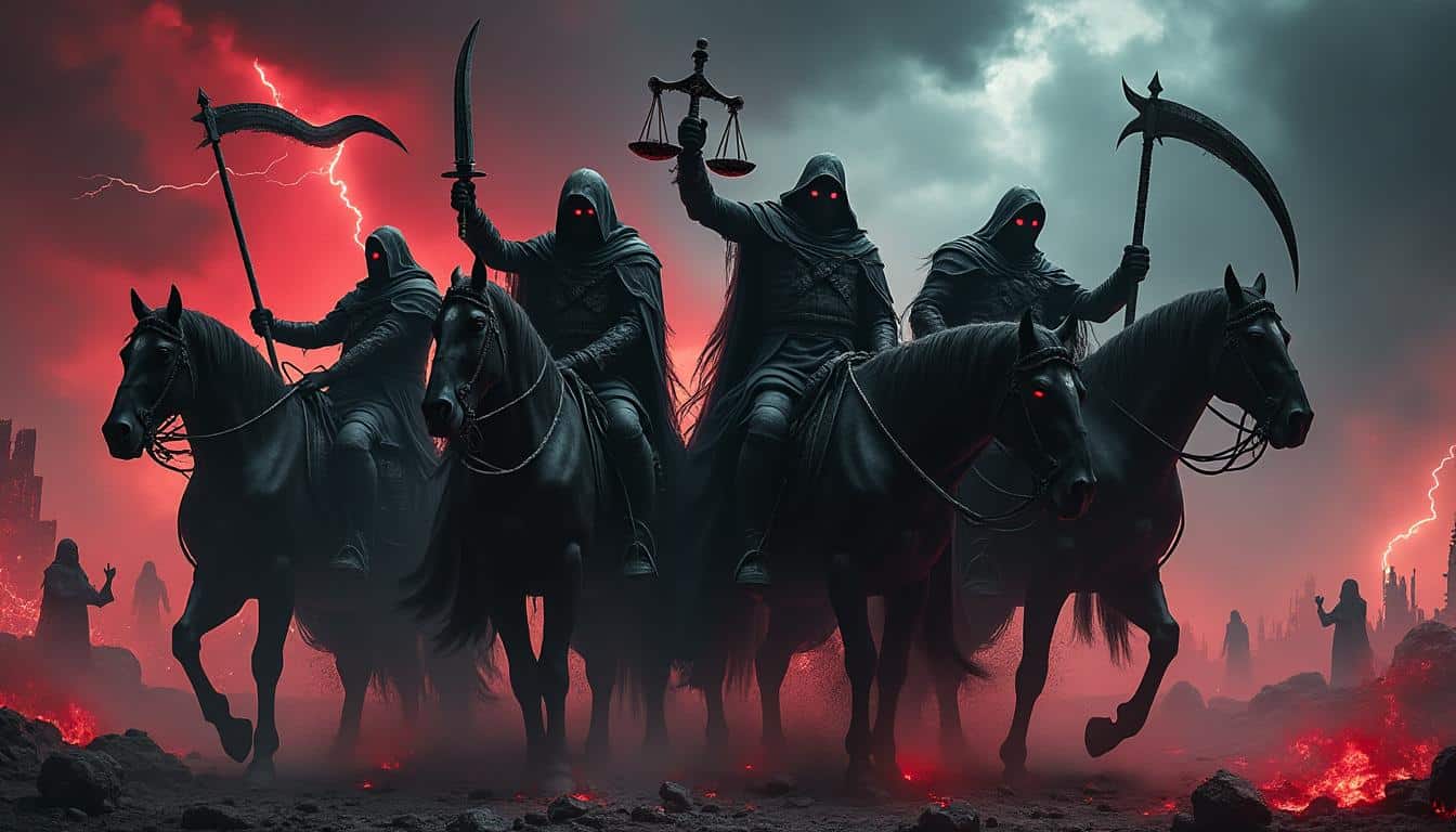 explorez le sens profond et les messages cachés derrière les 4 cavaliers de l'apocalypse à travers une analyse détaillée et captivante.
